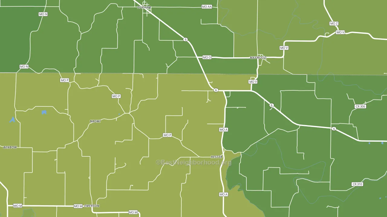 63454, MO block-group voter-turnout map