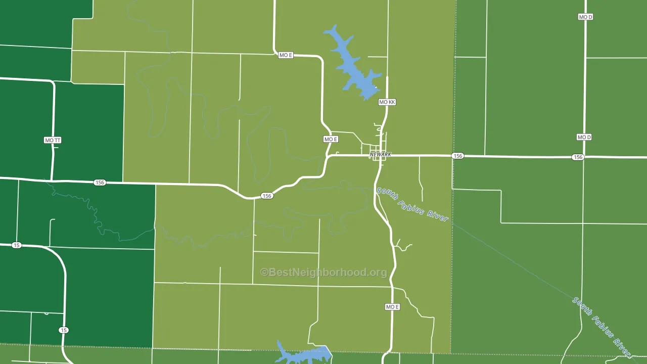 63458, MO block-group voter-turnout map