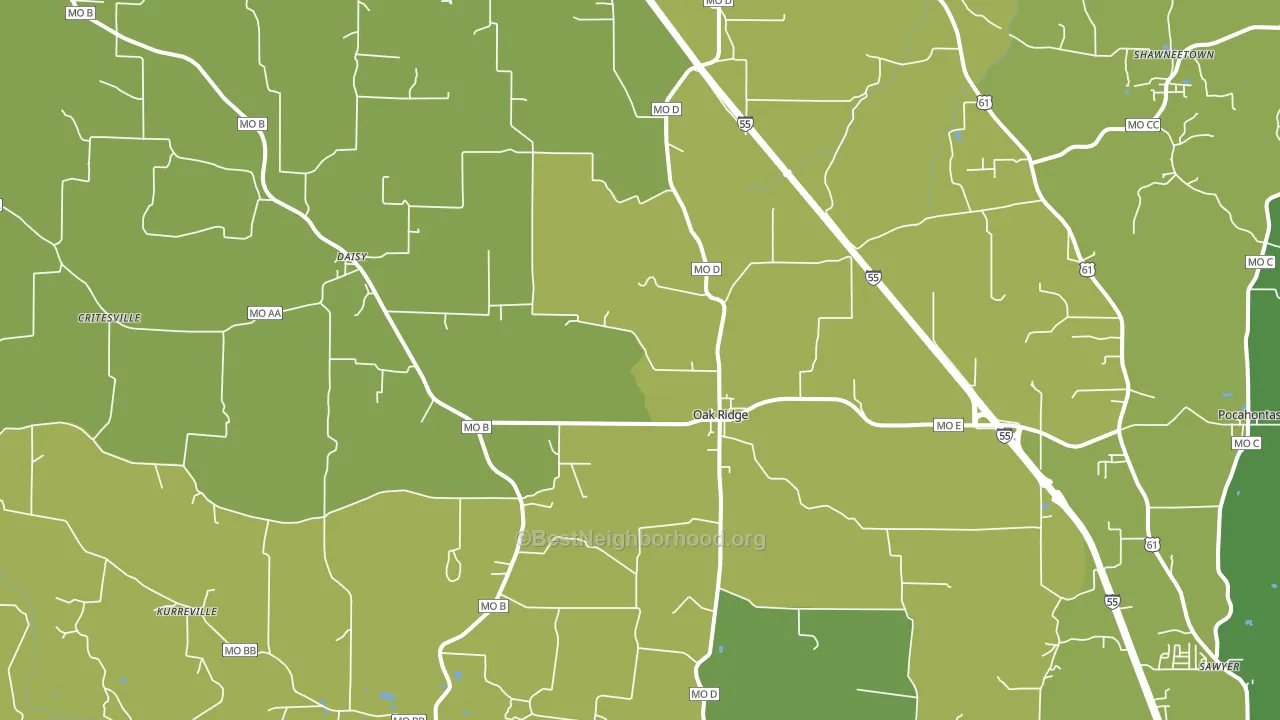 63769, MO block-group voter-turnout map