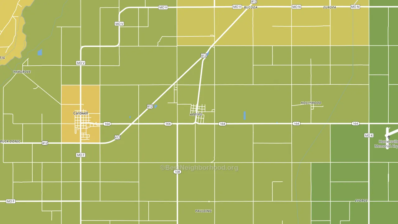 63821, MO block-group voter-turnout map