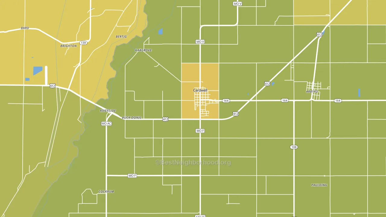 63829, MO block-group voter-turnout map