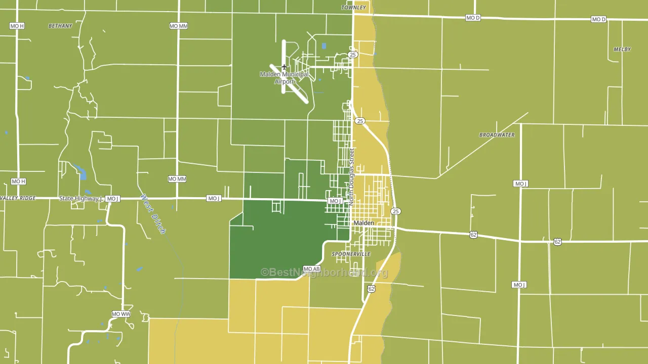 63863, MO block-group voter-turnout map