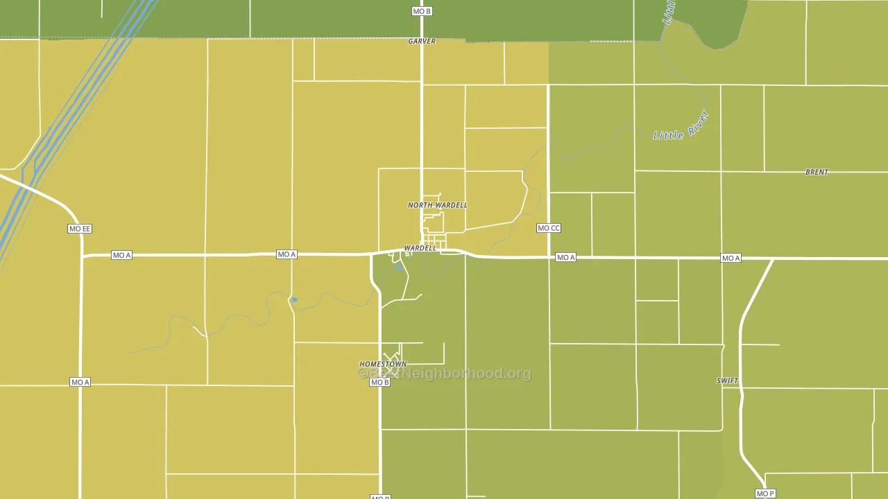 63879, MO block-group voter-turnout map