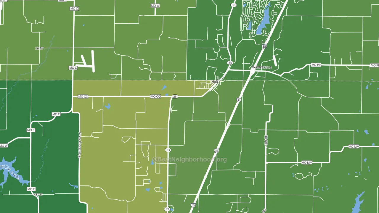 64048, MO block-group voter-turnout map
