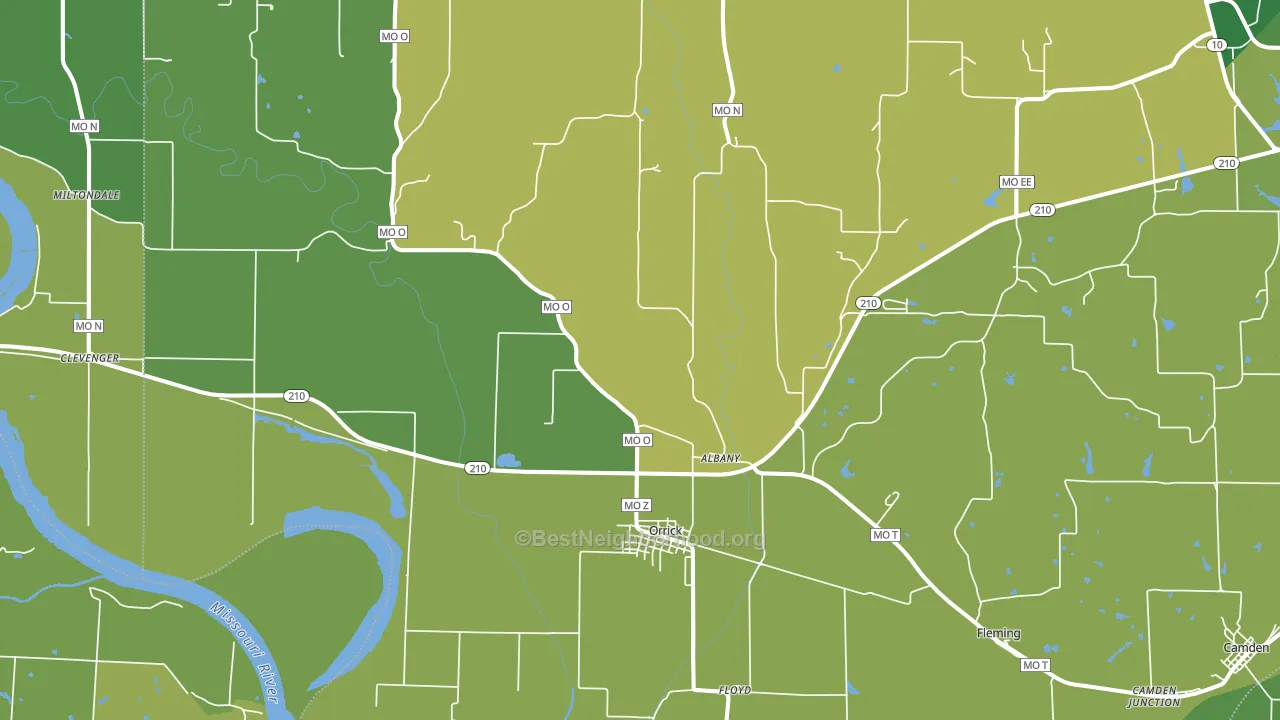64077, MO block-group voter-turnout map