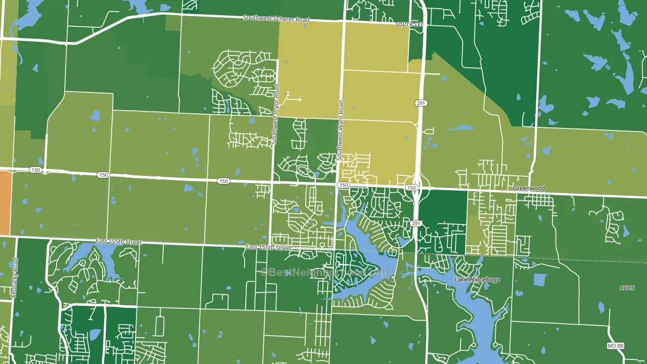 64082, MO block-group voter-turnout map