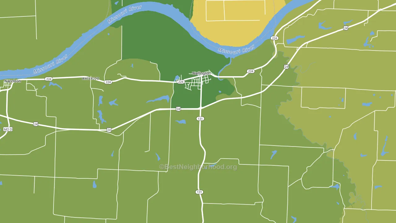 64097, MO block-group voter-turnout map