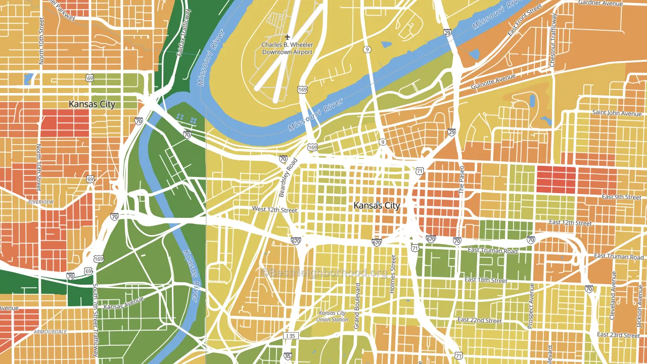 64105, MO block-group voter-turnout map