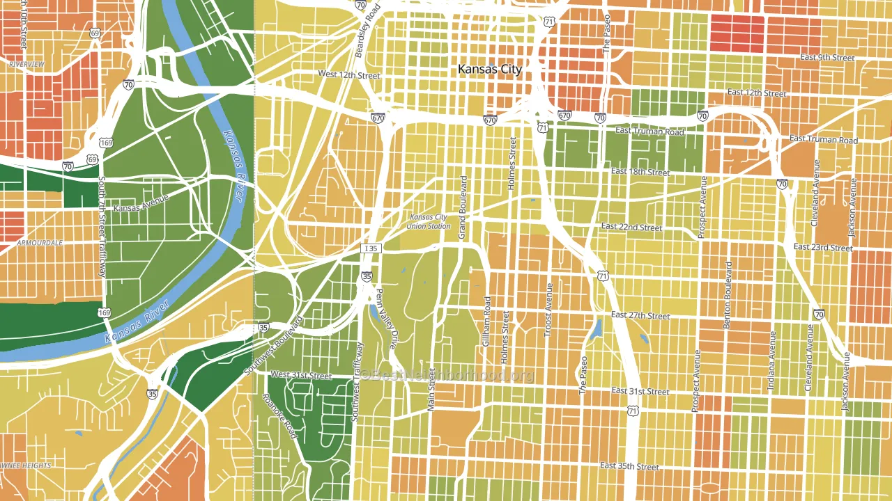 64108, MO block-group voter-turnout map