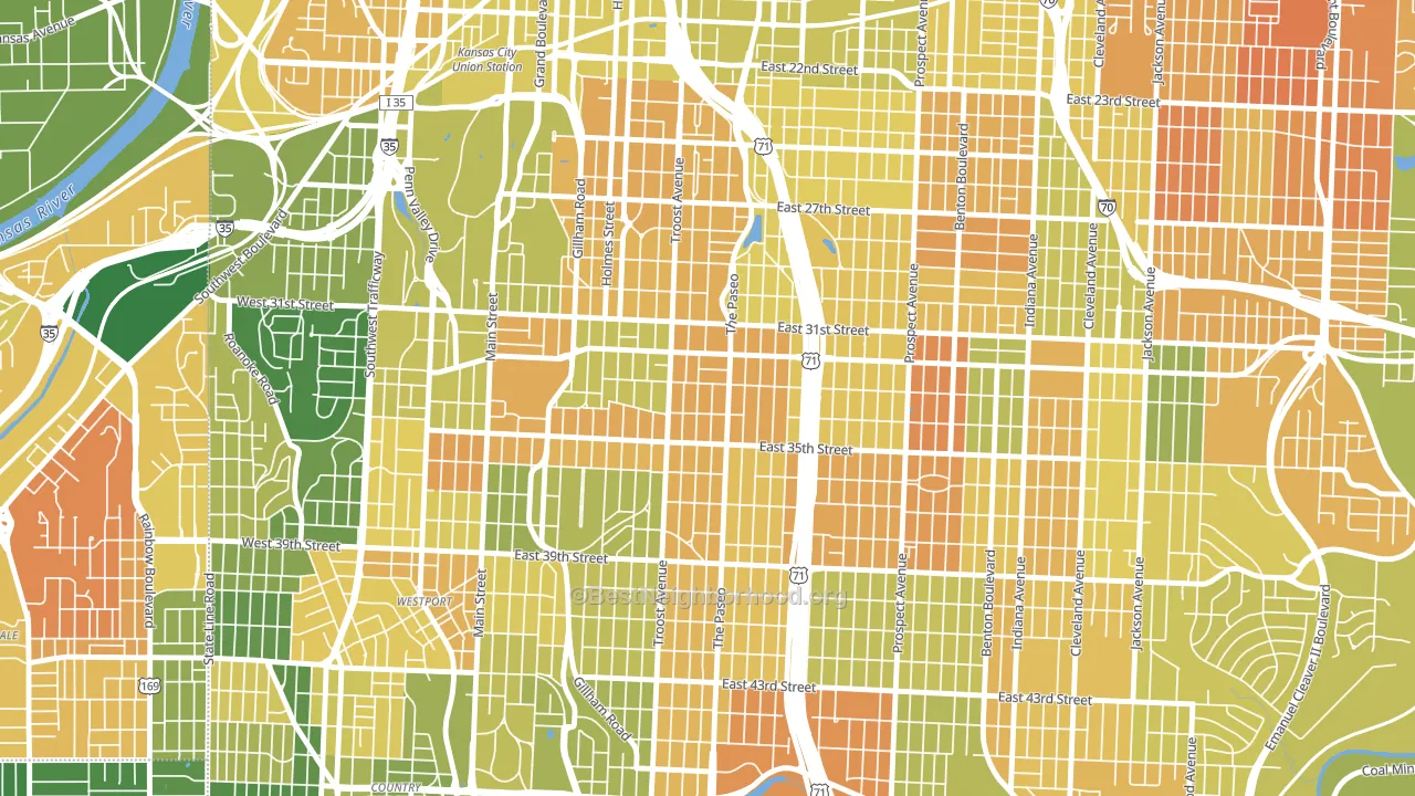 64109, MO block-group voter-turnout map
