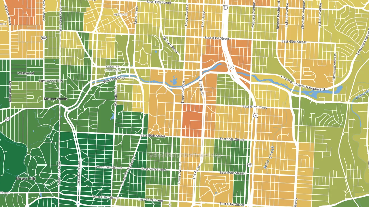 64110, MO block-group voter-turnout map