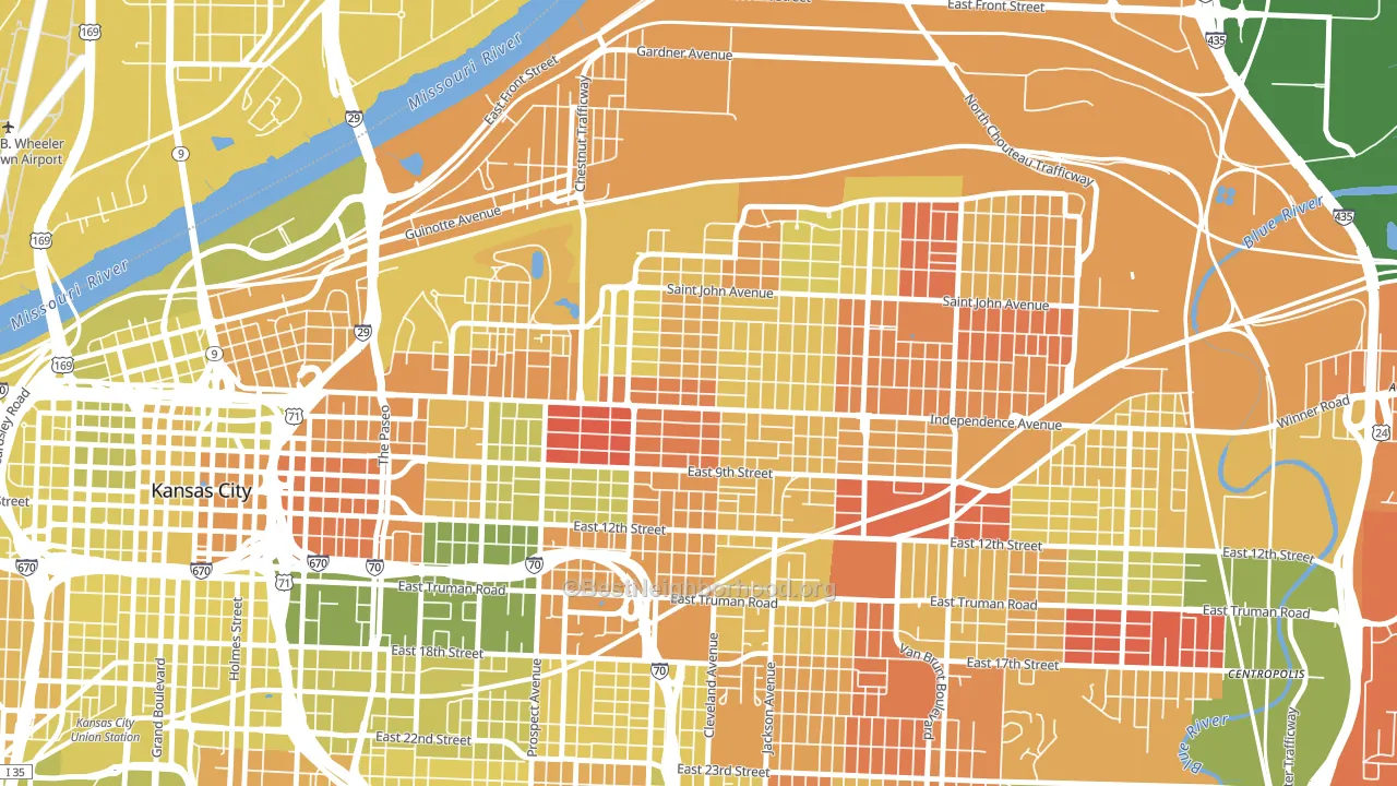 64124, MO block-group voter-turnout map