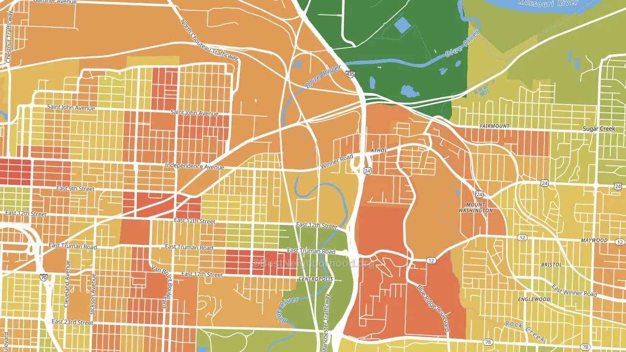 64125, MO block-group voter-turnout map