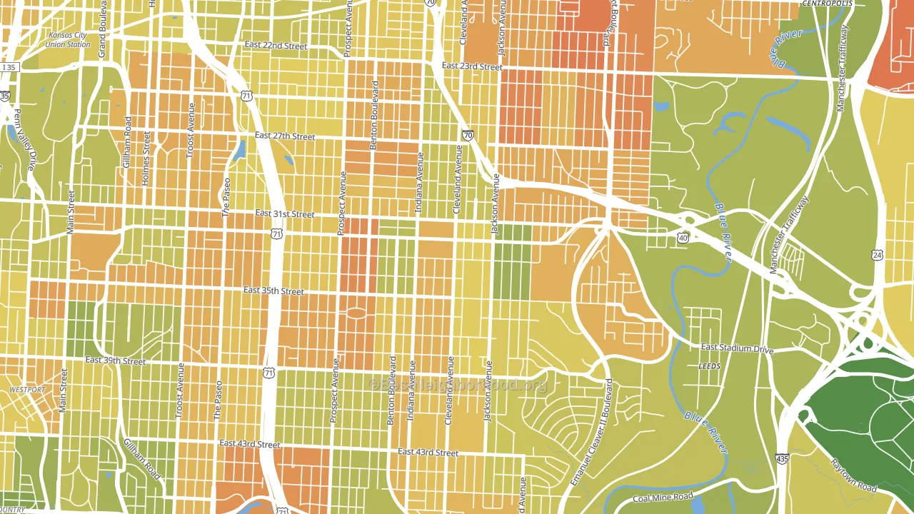 64128, MO block-group voter-turnout map