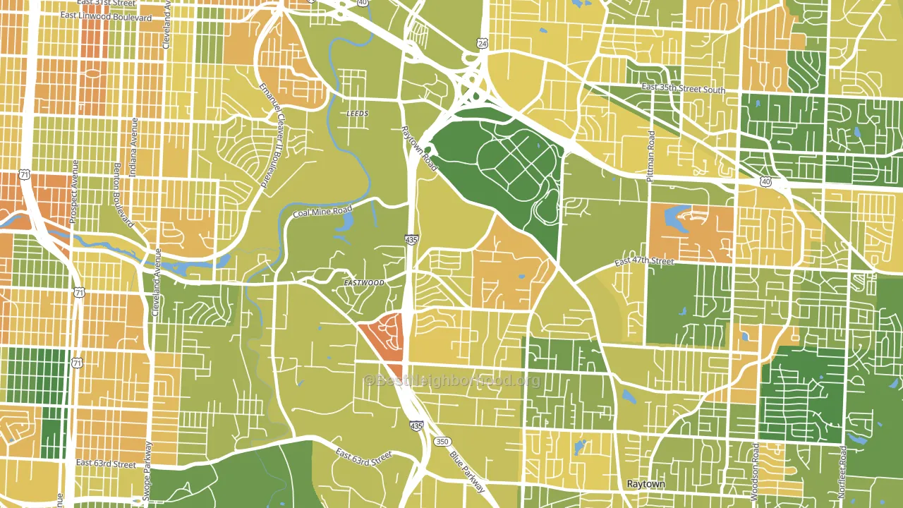 64129, MO block-group voter-turnout map
