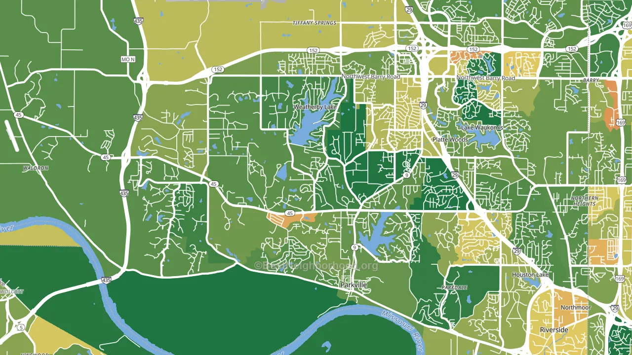 64152, MO block-group voter-turnout map