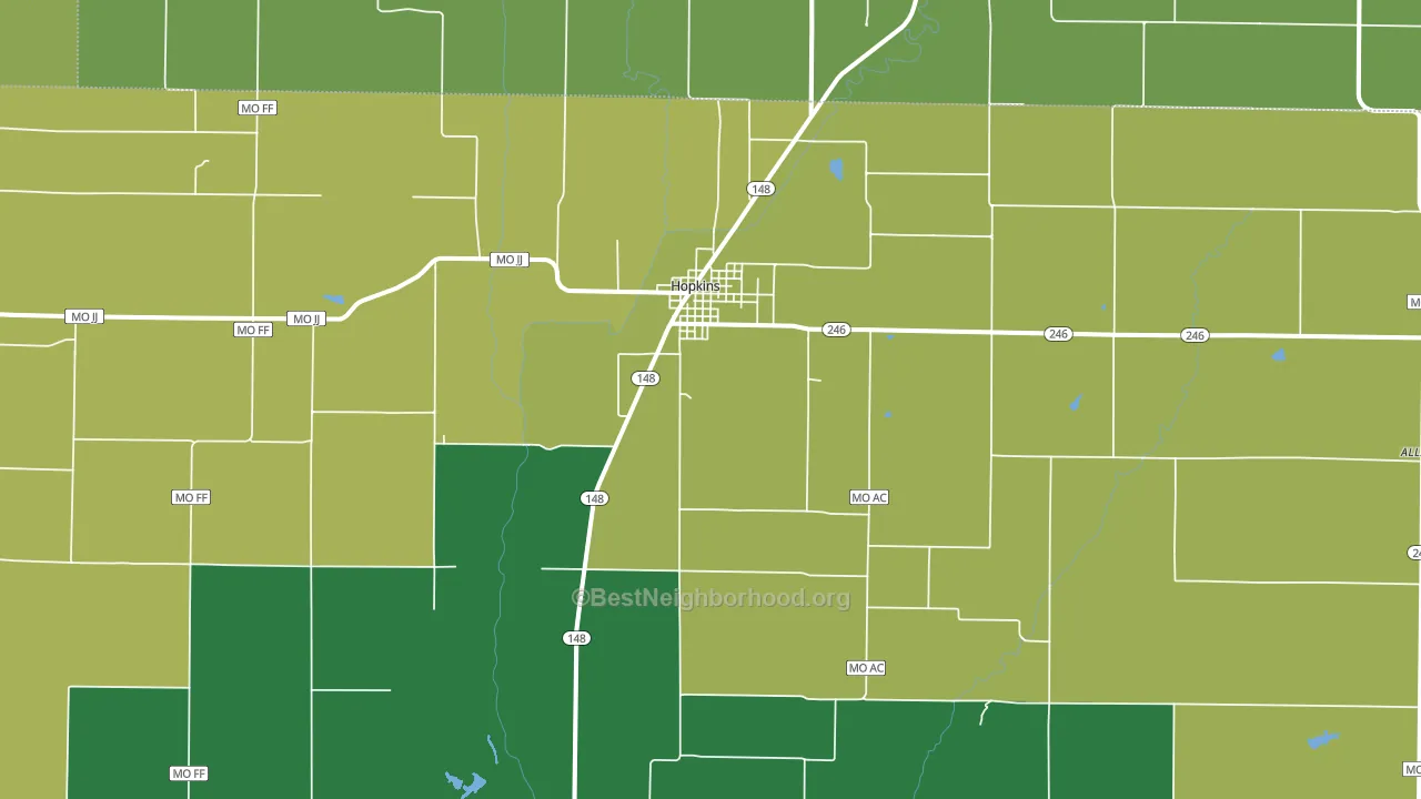 64461, MO block-group voter-turnout map