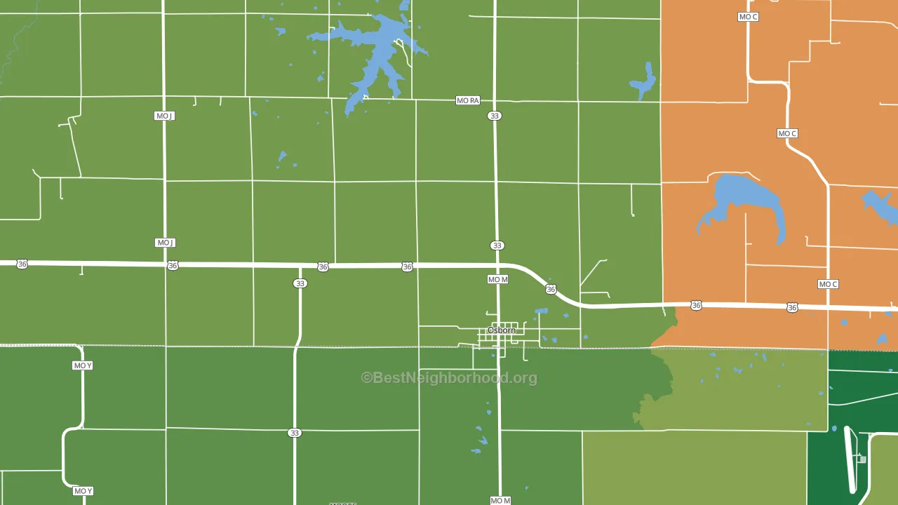 64474, MO block-group voter-turnout map