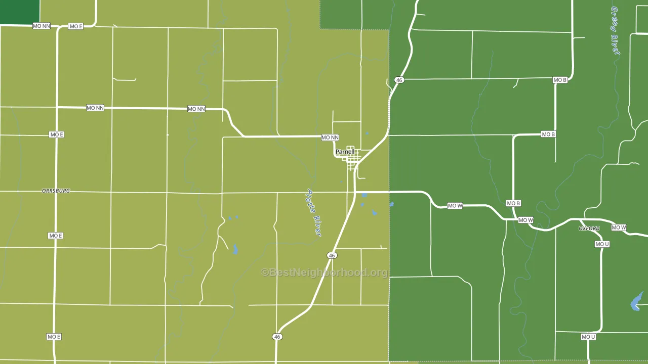 64475, MO block-group voter-turnout map