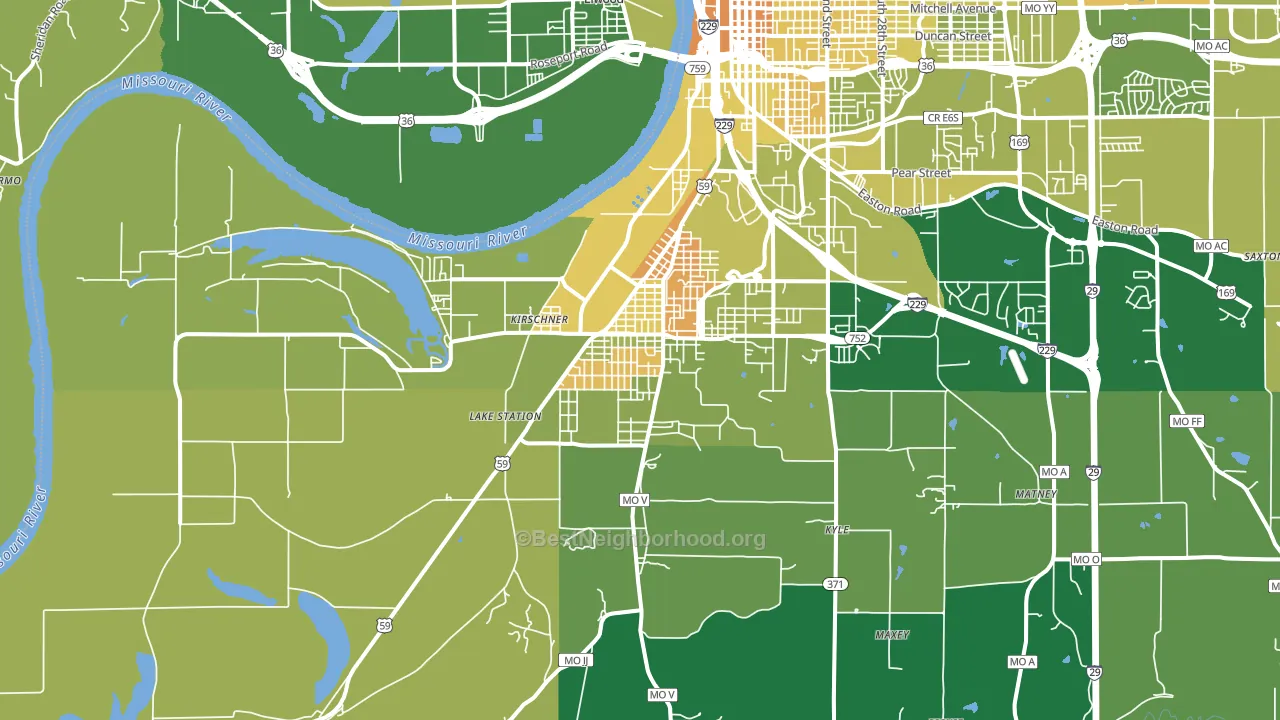 64504, MO block-group voter-turnout map