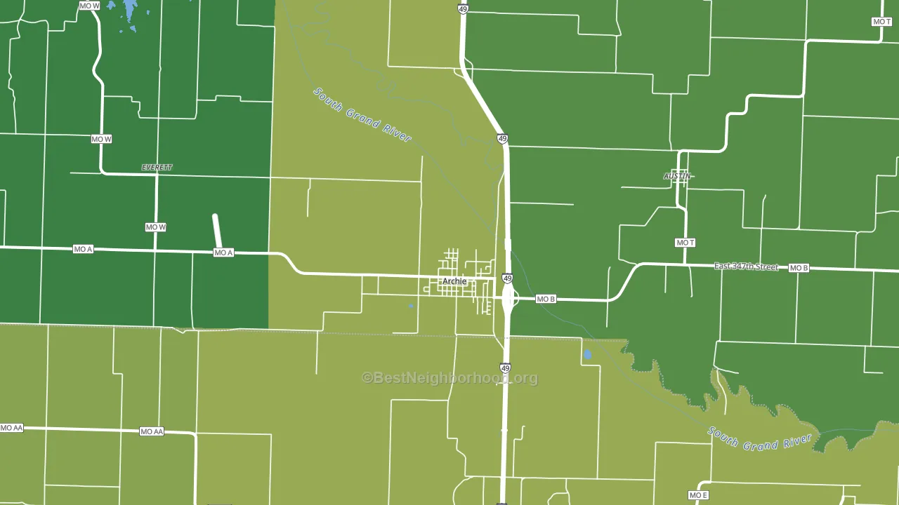64725, MO block-group voter-turnout map