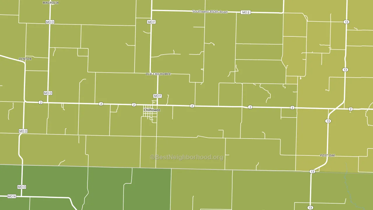64733, MO block-group voter-turnout map