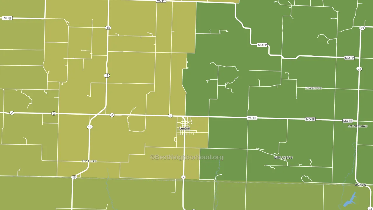 64761, MO block-group voter-turnout map