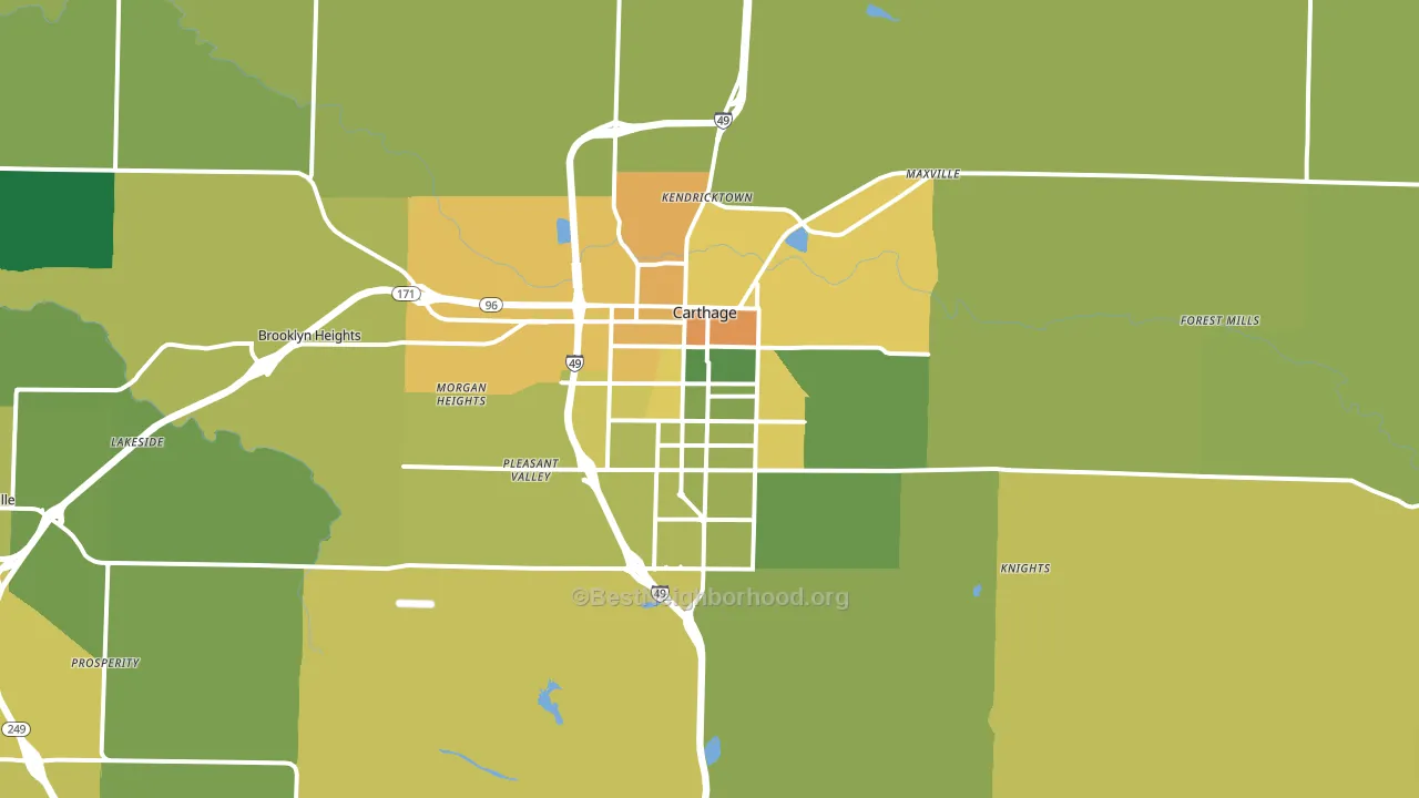 64836, MO block-group voter-turnout map