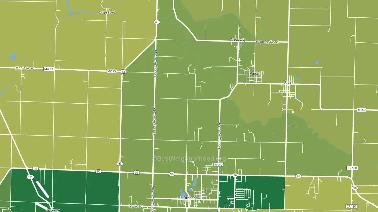 64855, MO block-group voter-turnout map