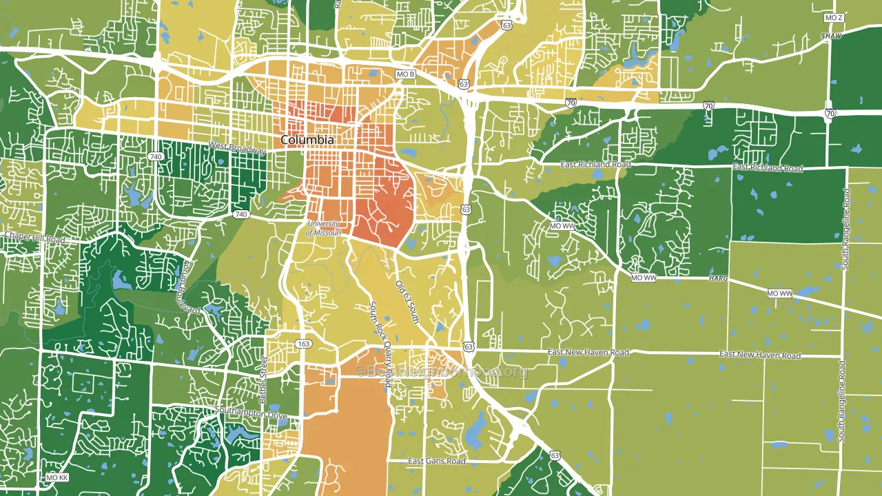 65201, MO block-group voter-turnout map