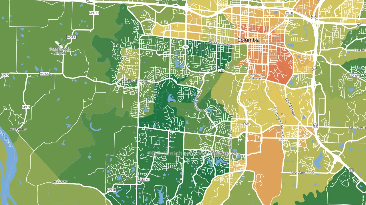 65203, MO block-group voter-turnout map