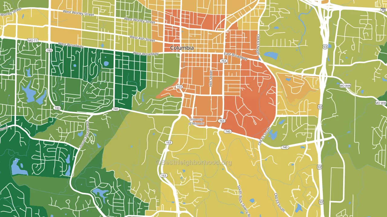 65211, MO block-group voter-turnout map