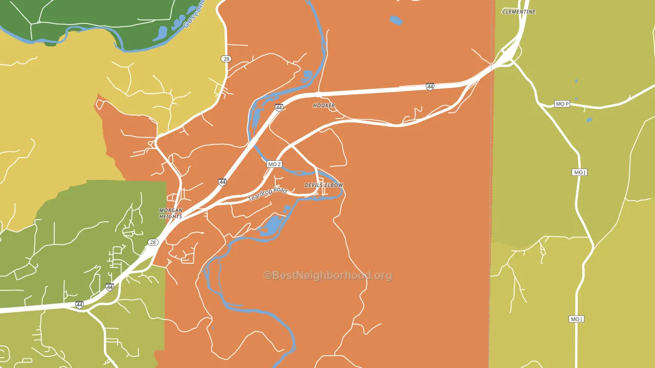 65457, MO block-group voter-turnout map