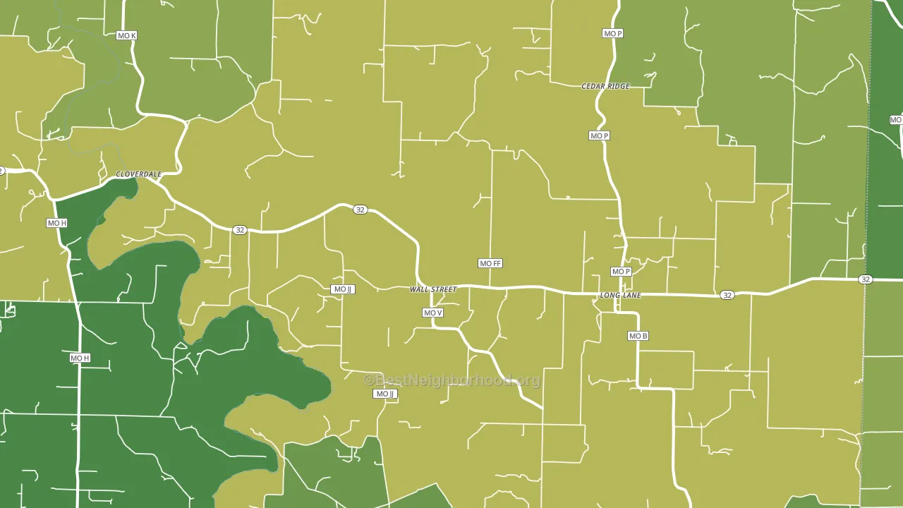 65590, MO block-group voter-turnout map