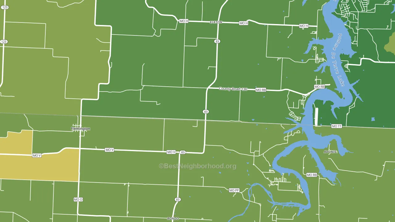 65650, MO block-group voter-turnout map