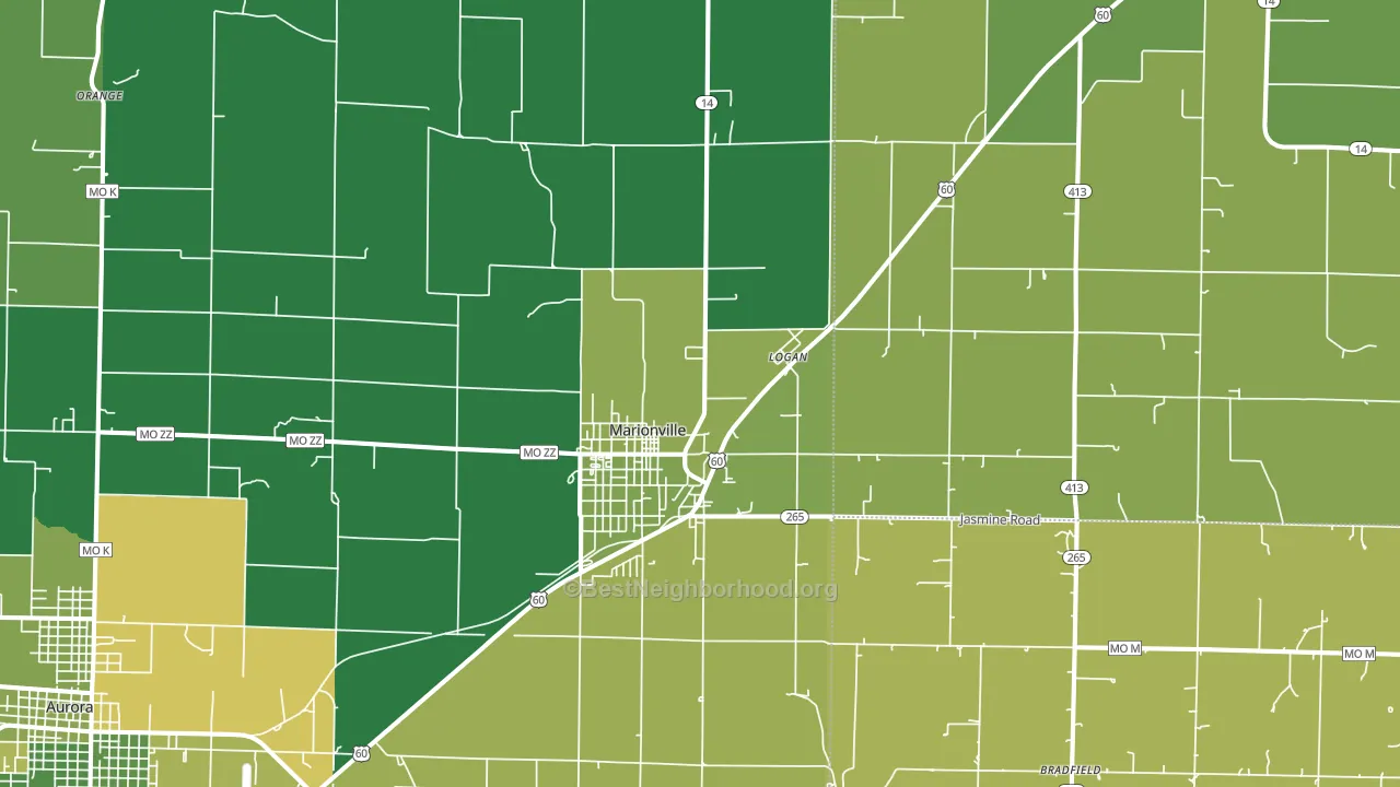 65705, MO block-group voter-turnout map