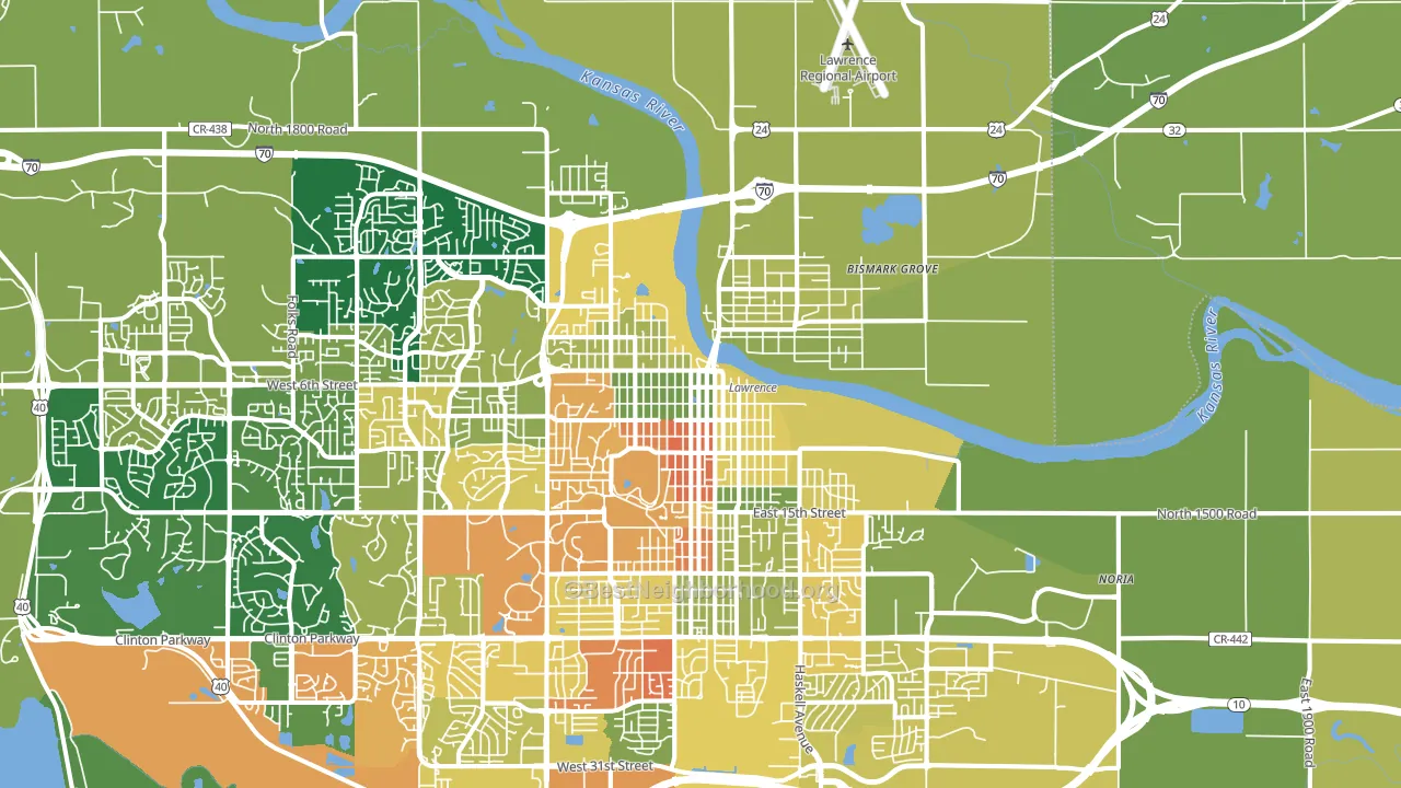 66044, KS block-group voter-turnout map