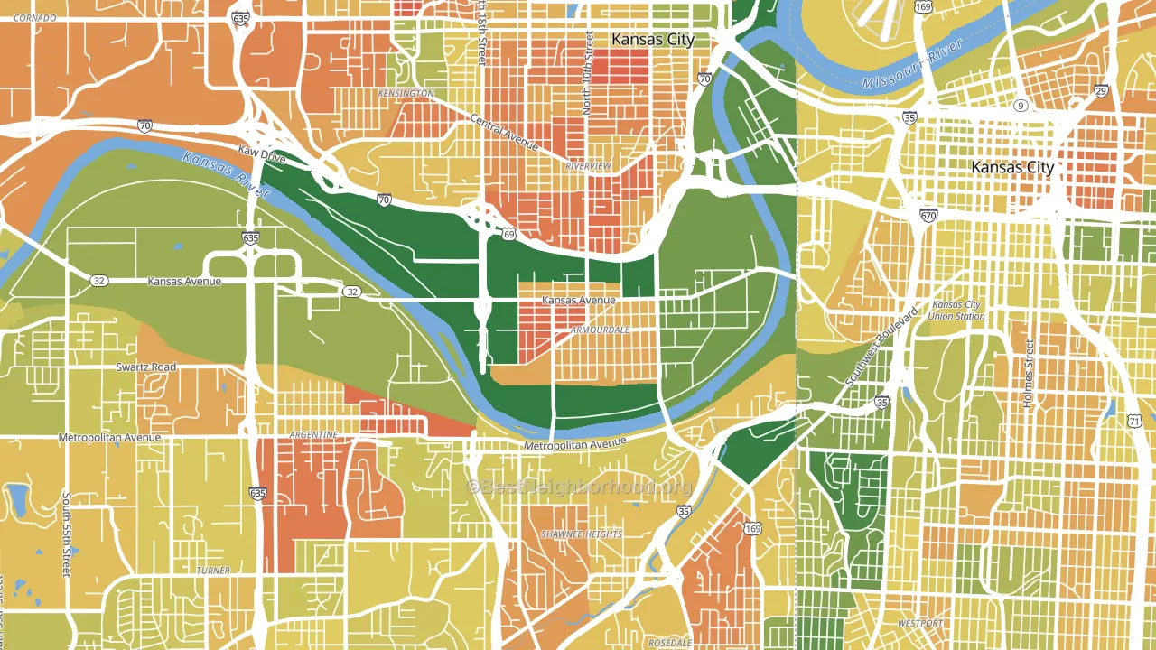 66105, KS block-group voter-turnout map