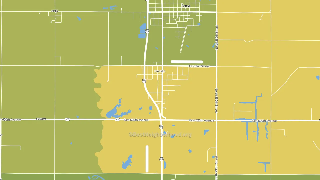 66735, KS block-group voter-turnout map