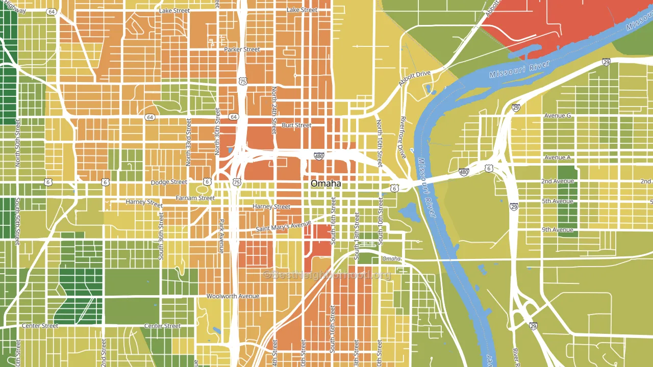 68102, NE block-group voter-turnout map
