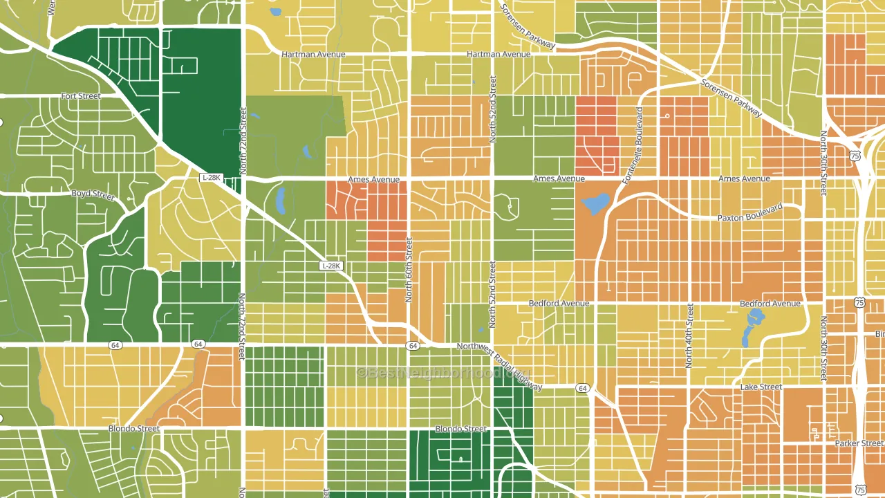 68104, NE block-group voter-turnout map