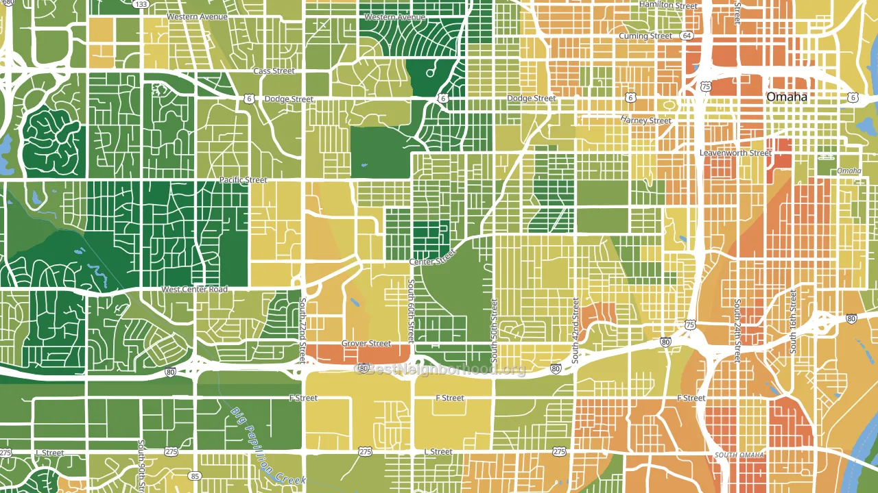 68106, NE block-group voter-turnout map