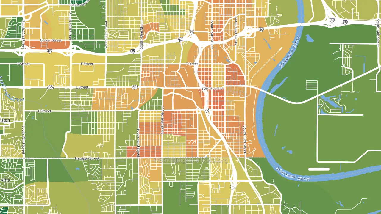 68107, NE block-group voter-turnout map