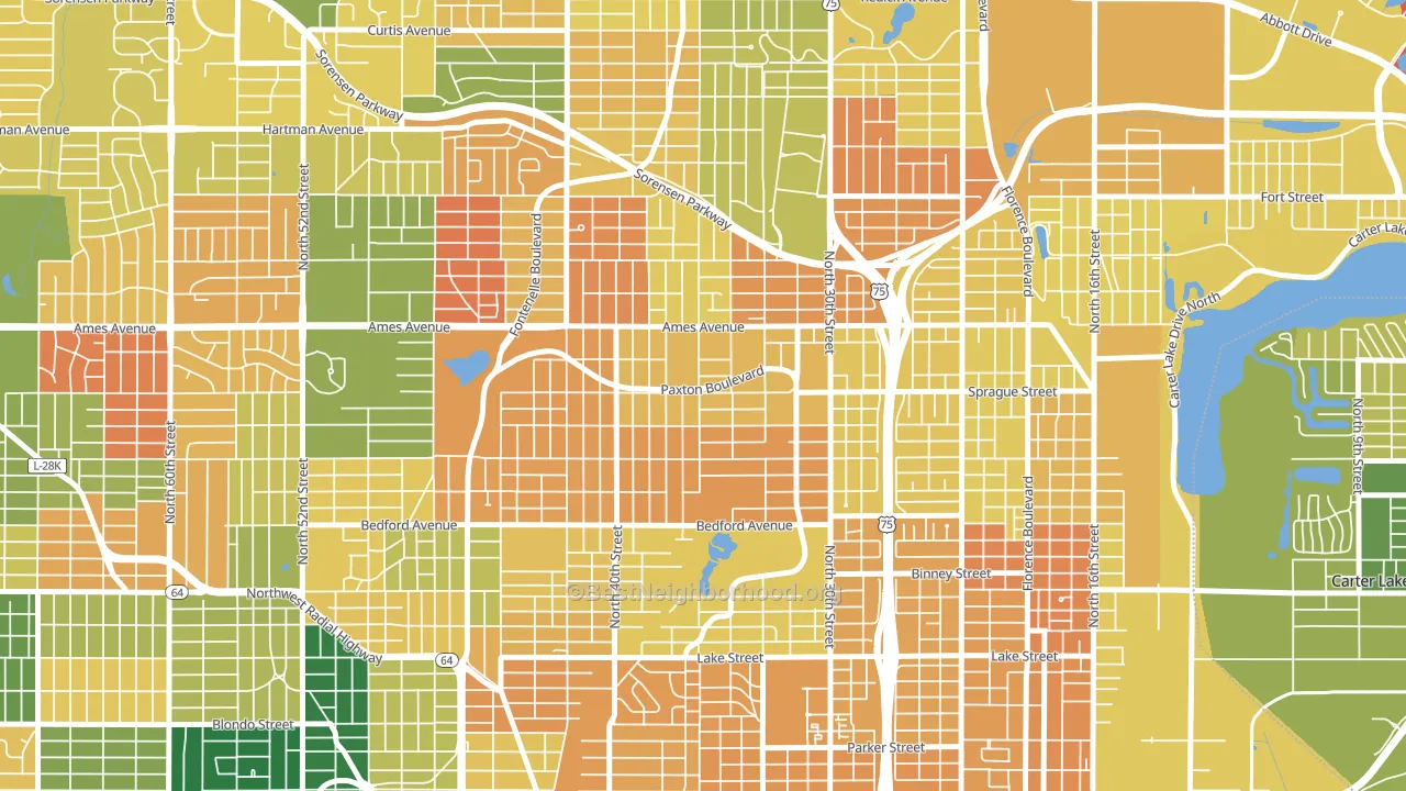68111, NE block-group voter-turnout map