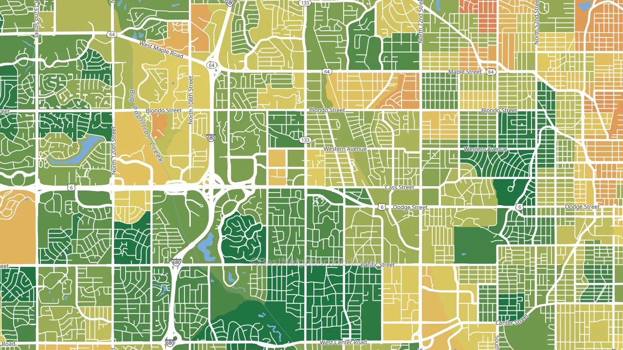 68114, NE block-group voter-turnout map
