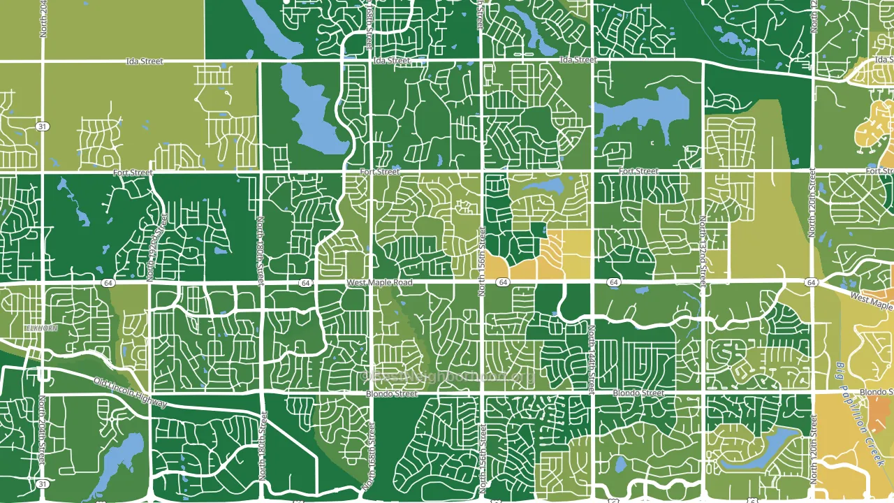 68116, NE block-group voter-turnout map