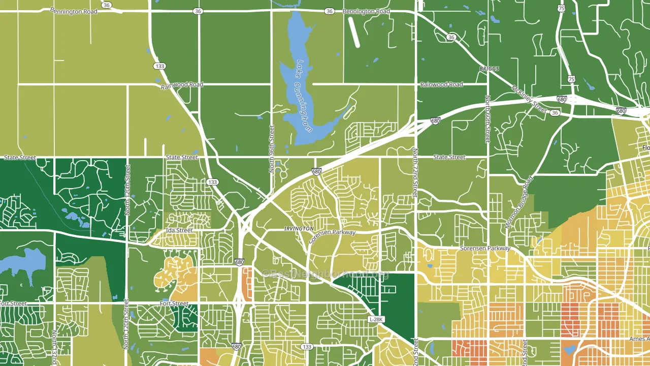 68122, NE block-group voter-turnout map