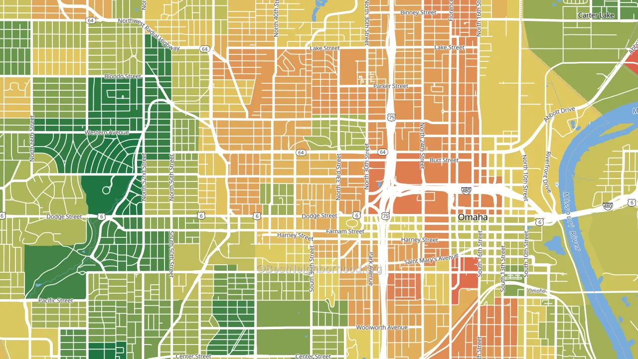 68131, NE block-group voter-turnout map