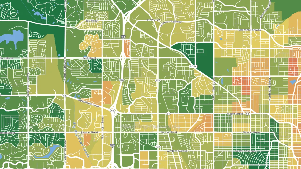 68134, NE block-group voter-turnout map