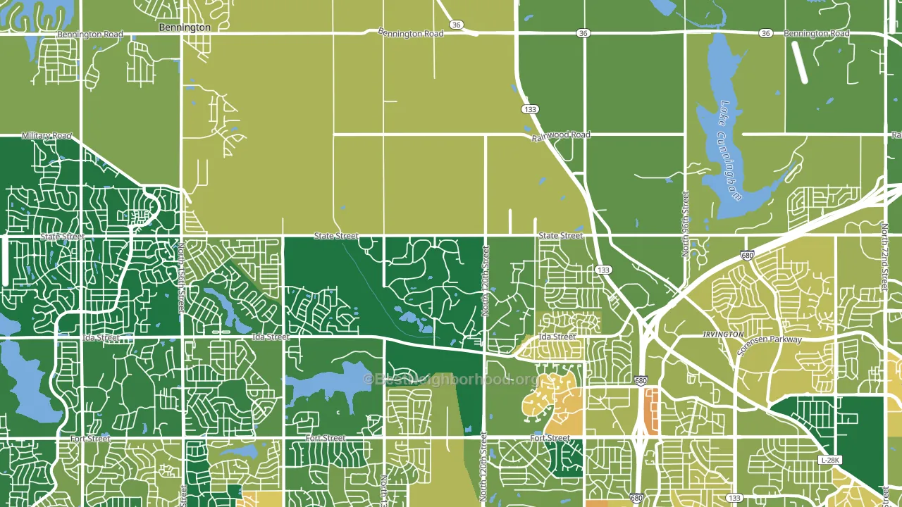 68142, NE block-group voter-turnout map